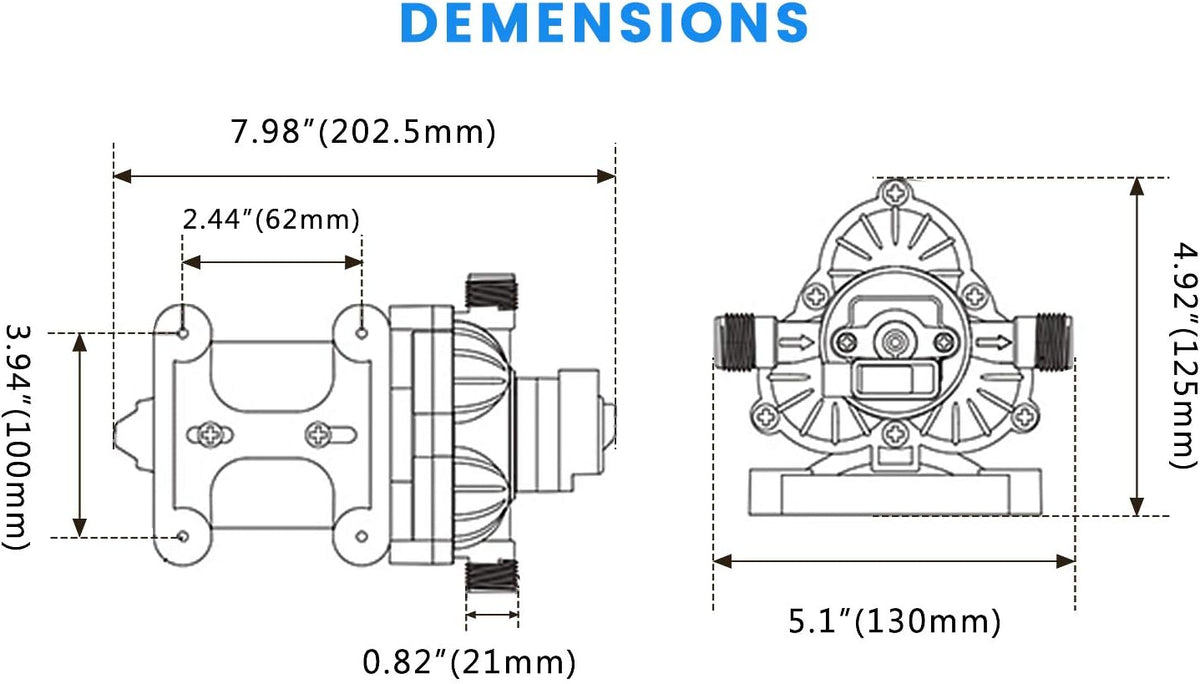 12V Self Priming Diaphragm Pump with Pressure Switch 3.0GPM 45PSI Pack of 2 Q63324