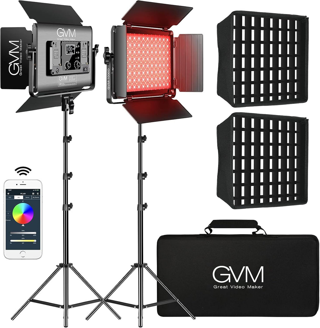 RGB LED Video Light with 2 Softboxes, Photography Lighting Kit B251