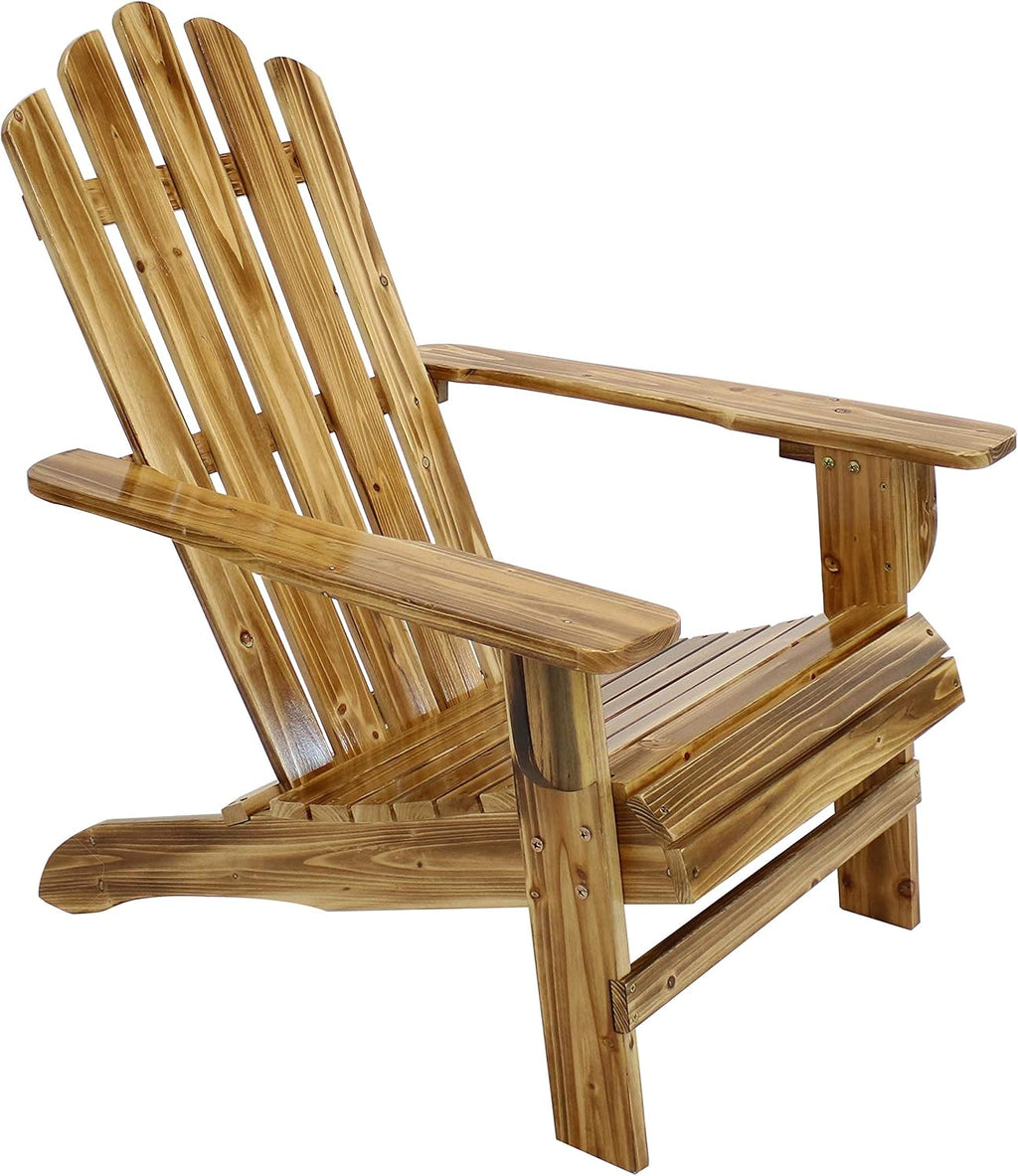 Rustic Adirondack Chair, Natural Fir Wood, Light Charred Finish, 250-Pound Weight Capacity M958061