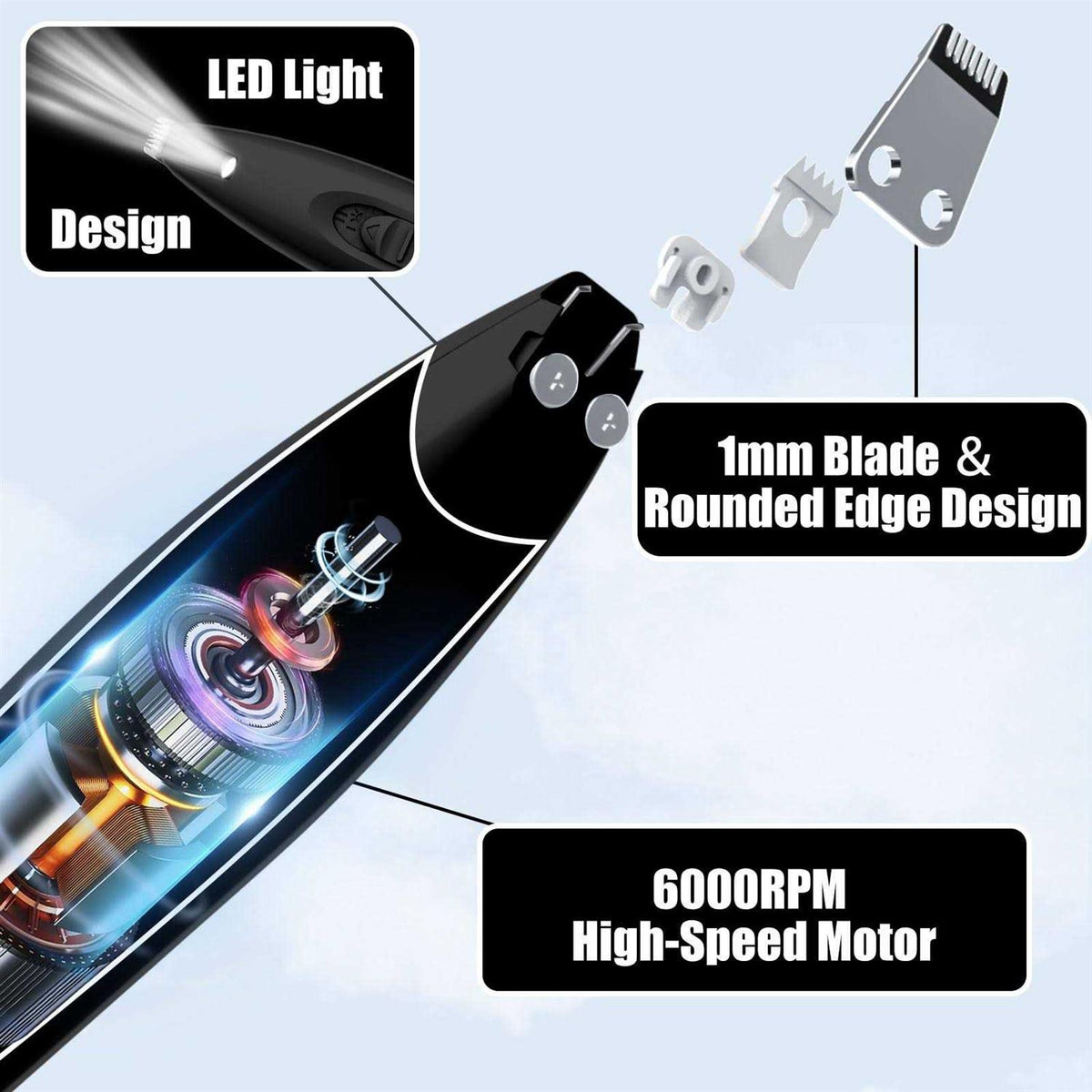 Dog Paw Trimmer with LED Cordless Rechargeable Dog Clippers O189