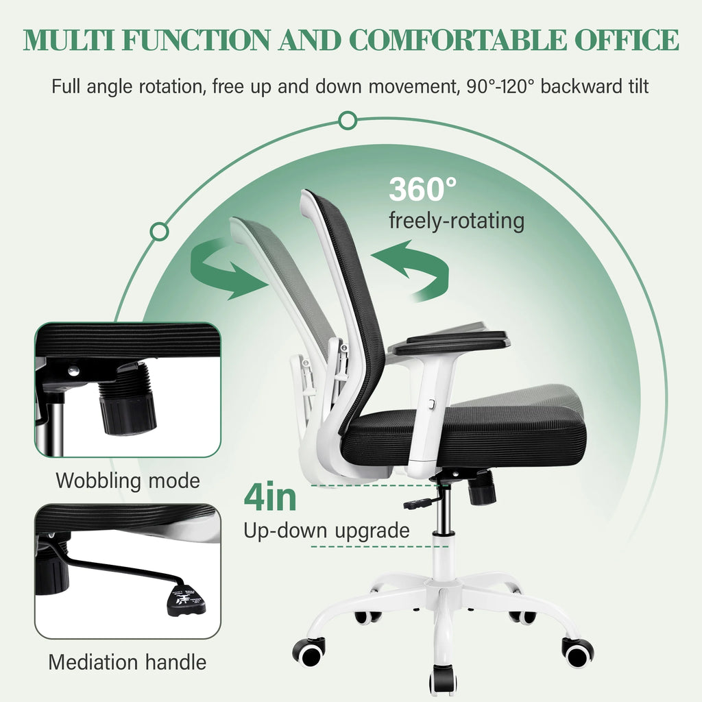 White Ergonomic Mesh Office Chair W8069