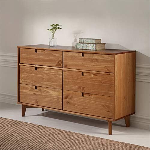 6 Drawer Pine Wood Double Dresser U38672