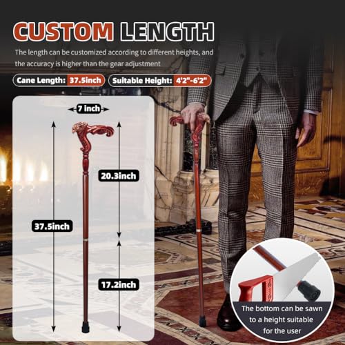 Handmade Wooden Walking Cane with Detachable Eagle Handle X2734