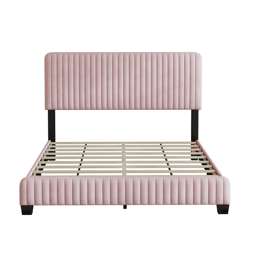 Pink Velvet Upholstered Platform Bed D579025