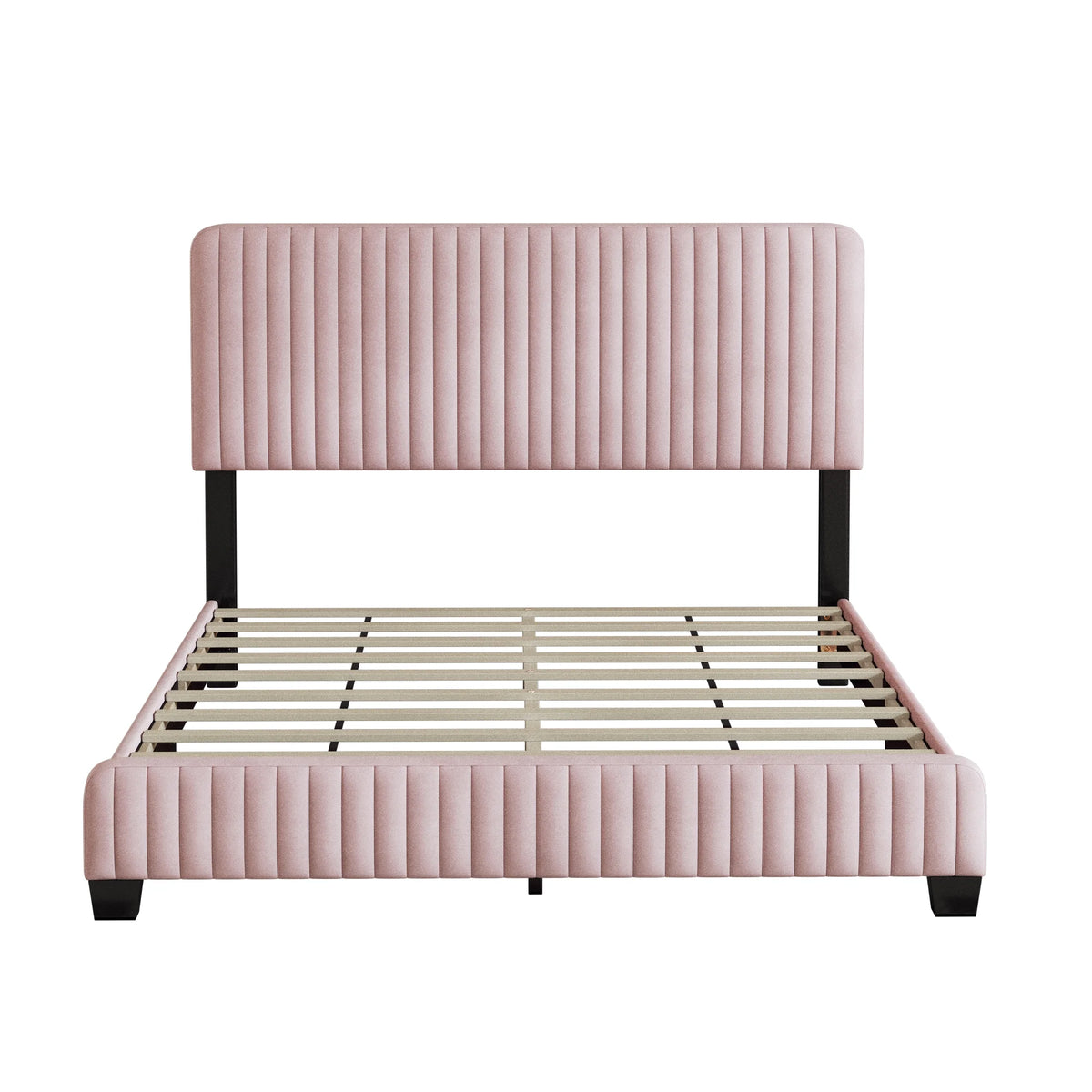 Pink Velvet Upholstered Platform Bed D579025
