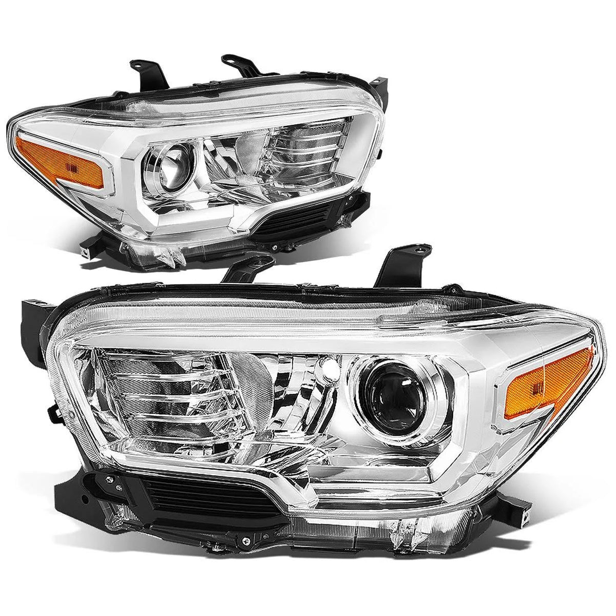 Chrome Housing Amber Projector Headlight Set B5374