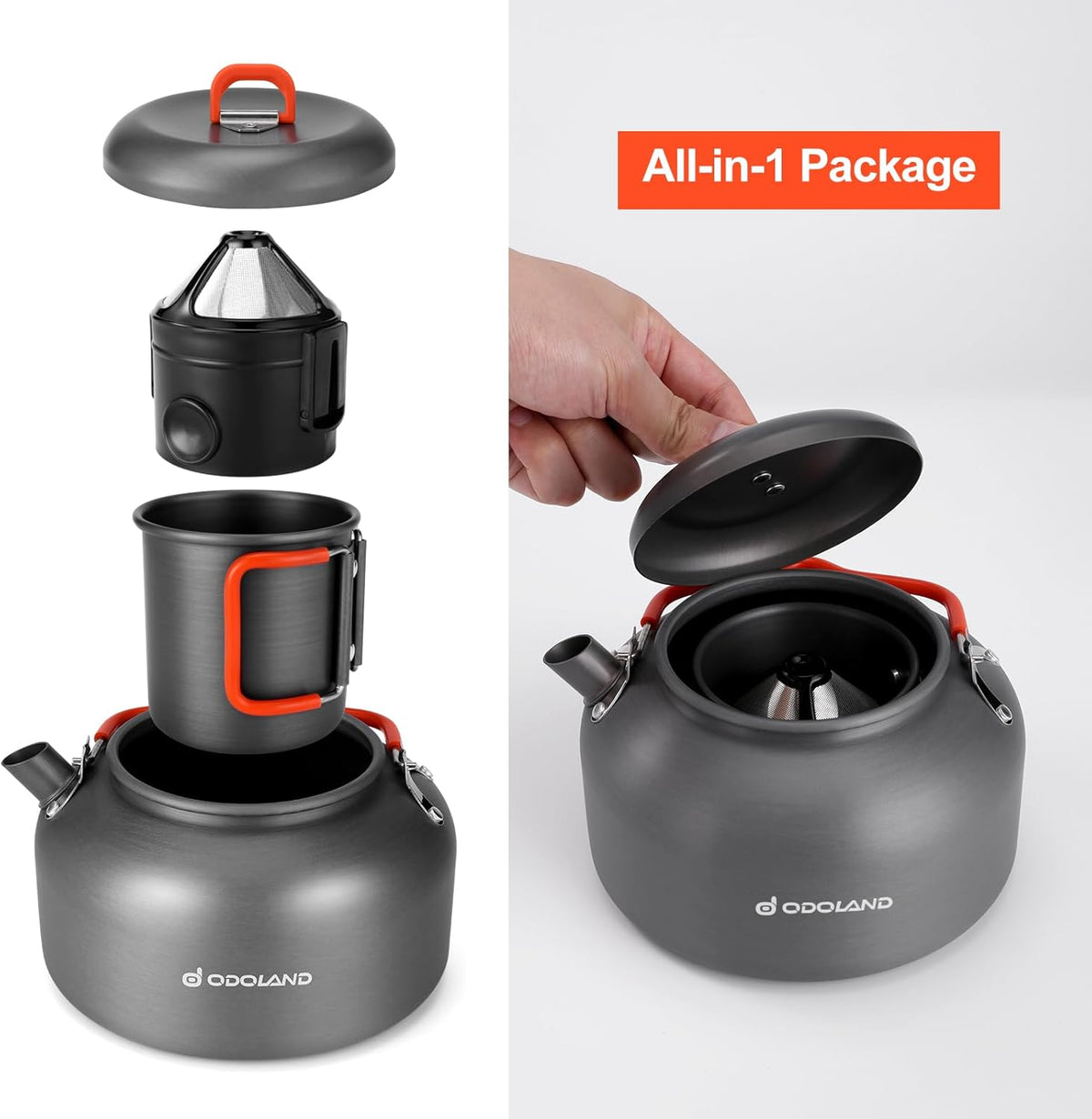 1.2L Camping Coffee Pot with Mug and Coffee Filter O512