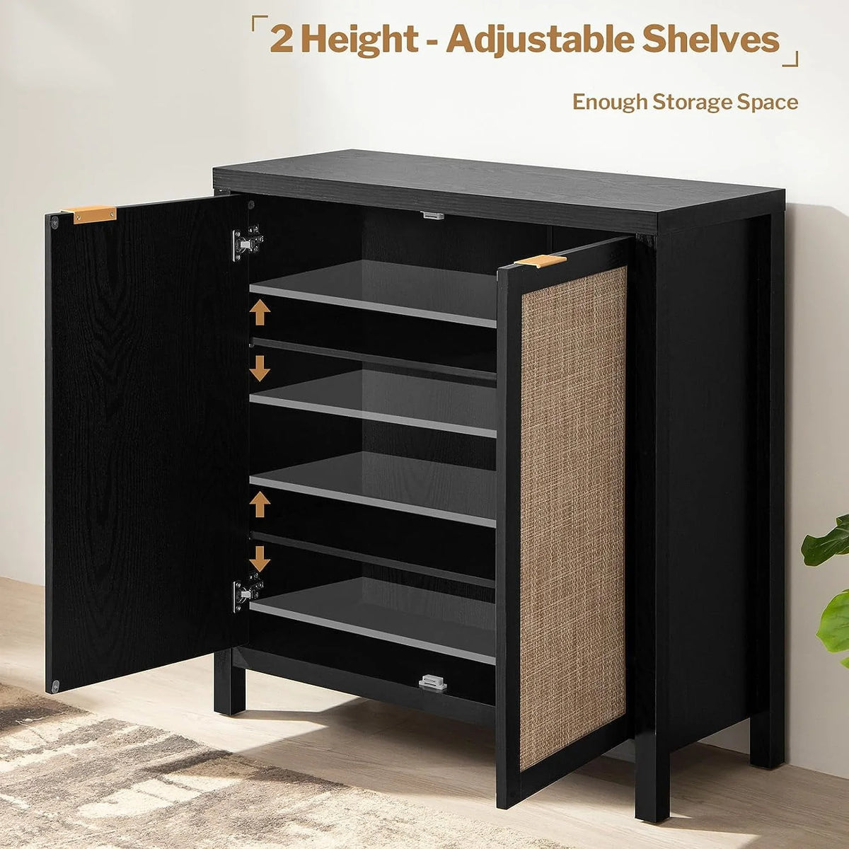 Set of 2 Rattan Cabinet with Doors D40400