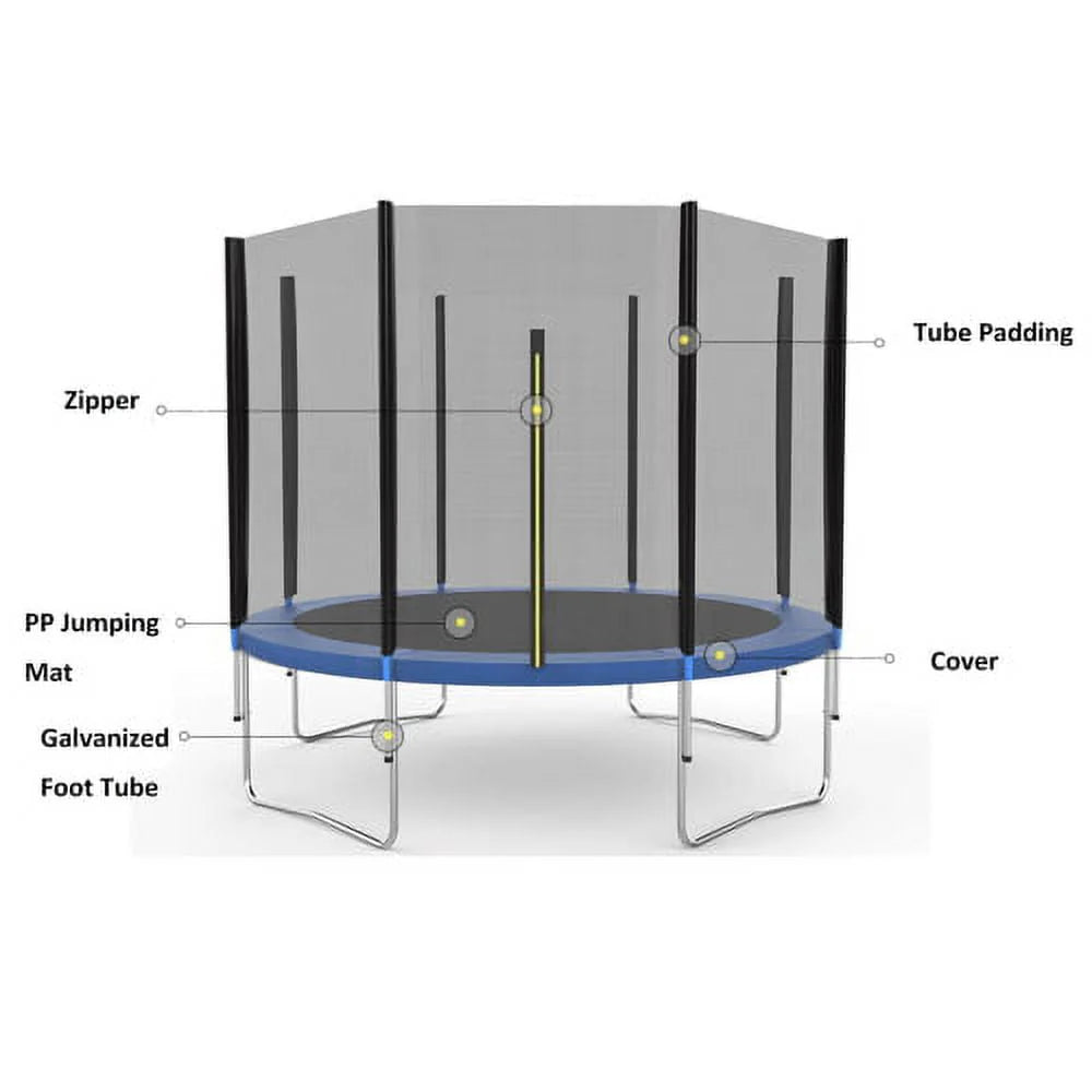 10FT Round Trampoline with Basketball Hoop and Safety Enclosure P31641