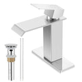 Brushed Nickel Single Handle Waterfall Bathroom Sink Faucet with Pop-up Drain L461
