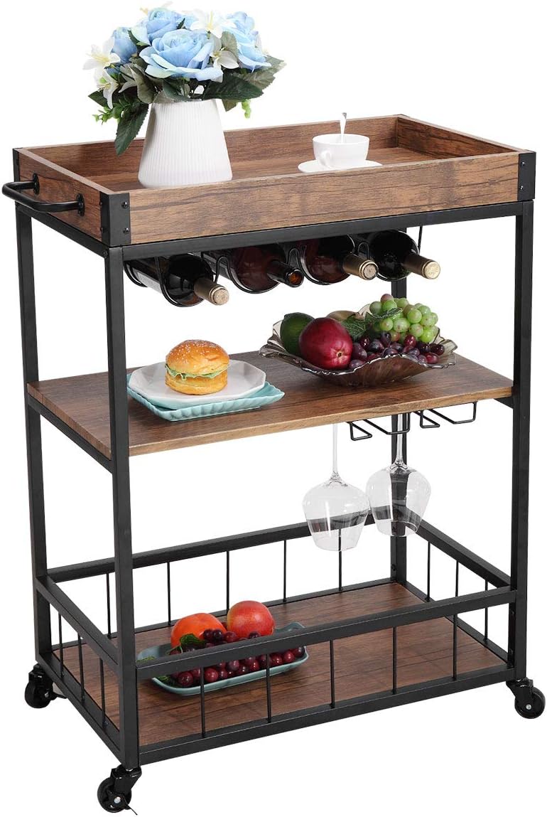 Bar Cart with 3-Tier Storage Shelves B346043