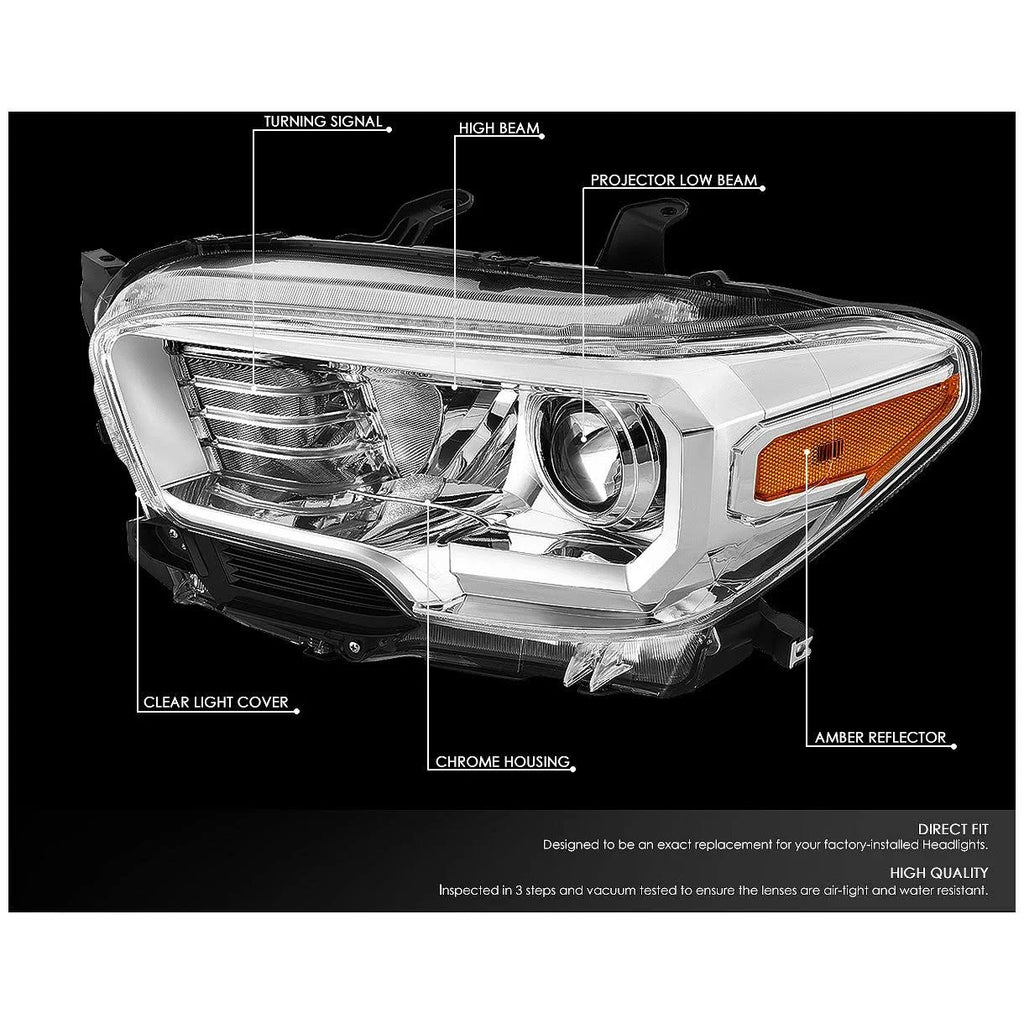 Chrome Housing Amber Projector Headlight Set B5374