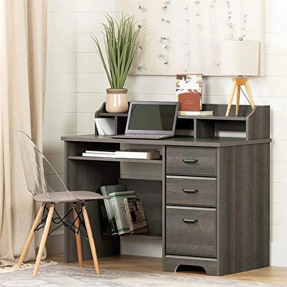 Rustic Wood Computer Desk with Keyboard Tray and Drawers Z843