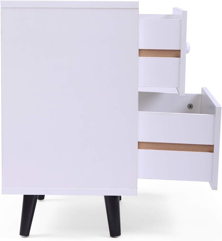 White 2 Drawer Wood Nightstand X695