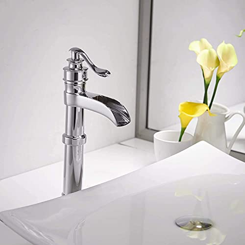Black Waterfall Bathroom Sink Faucet with Pop Up Drain Q286088