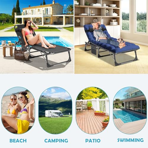 Heavy Duty Adjustable Camping Cot with Mattress & Carrying Bag F27094