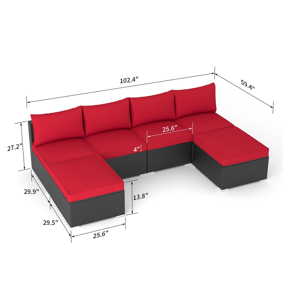 6 Pcs Outdoor Patio Furniture Sofa Set N87903