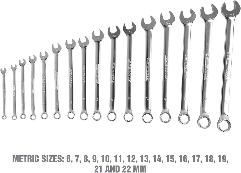 16 Piece Metric Combo Wrench Set with Foam EVA Tray A486