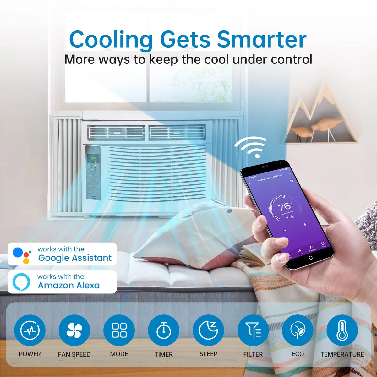 6000 BTU White Air Conditioner with Remote App Control F3691