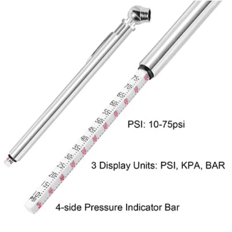 Tire Pressure Gauge 5 Pack Stainless Steel Pencil 10-75 PSI O234823