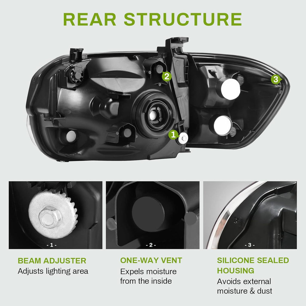 Headlight Assembly Black Housing Clear Lens N6729