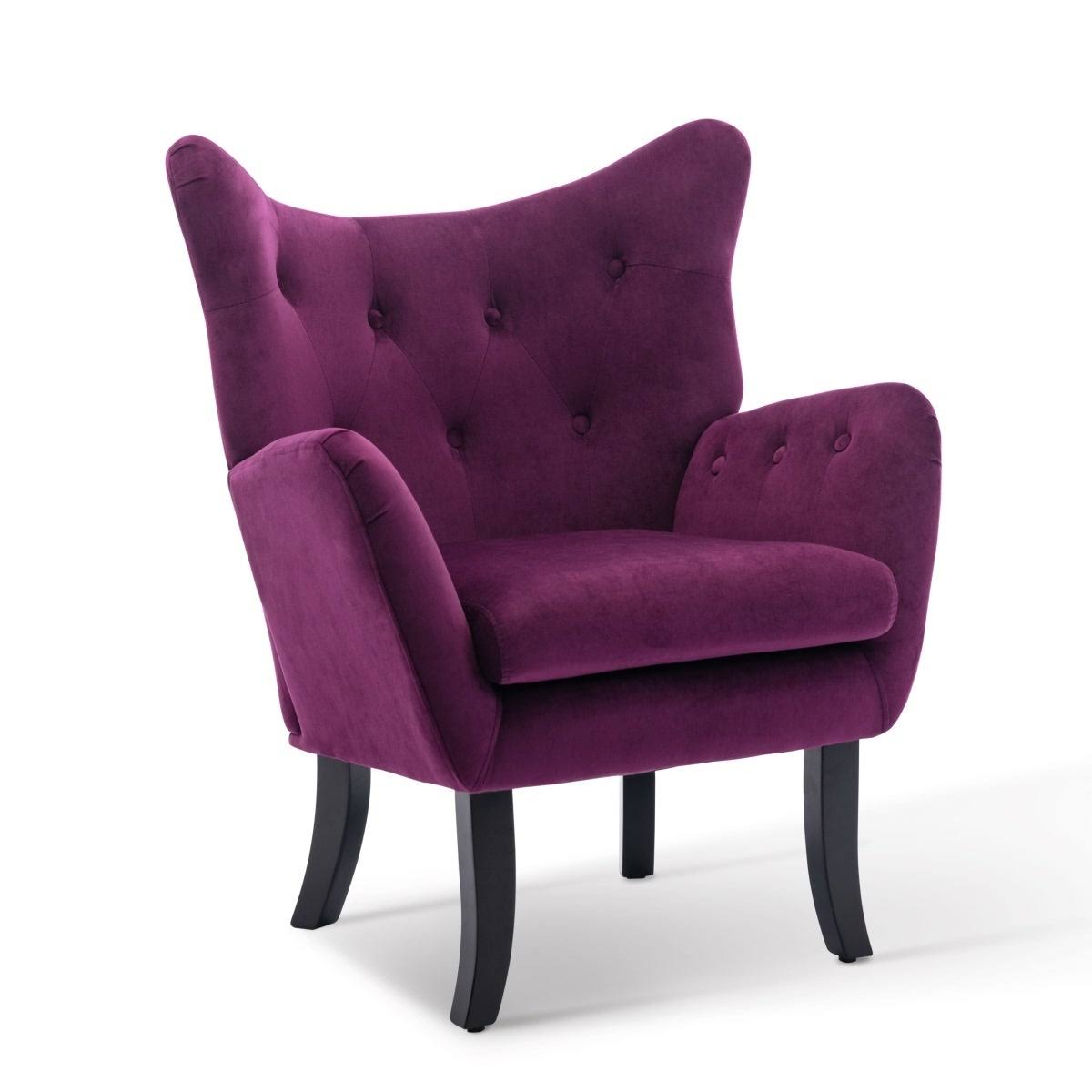 Beige Velvet Tufted Wingback Accent Chair T8705