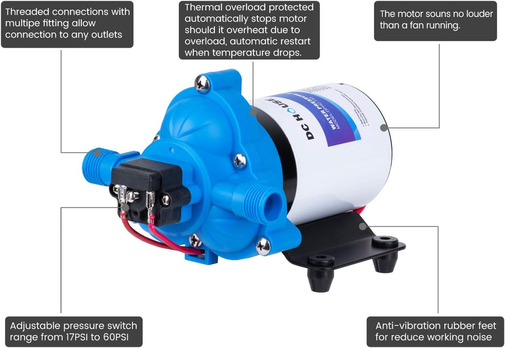 12V Self Priming Diaphragm Pump with Pressure Switch 3.0GPM 45PSI Pack of 2 Q63324