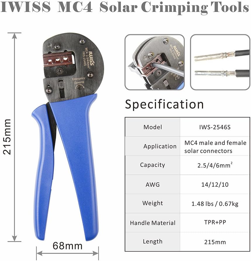 Solar Crimping Tool Kit with Wire Cable Cutter and Stripper R2850