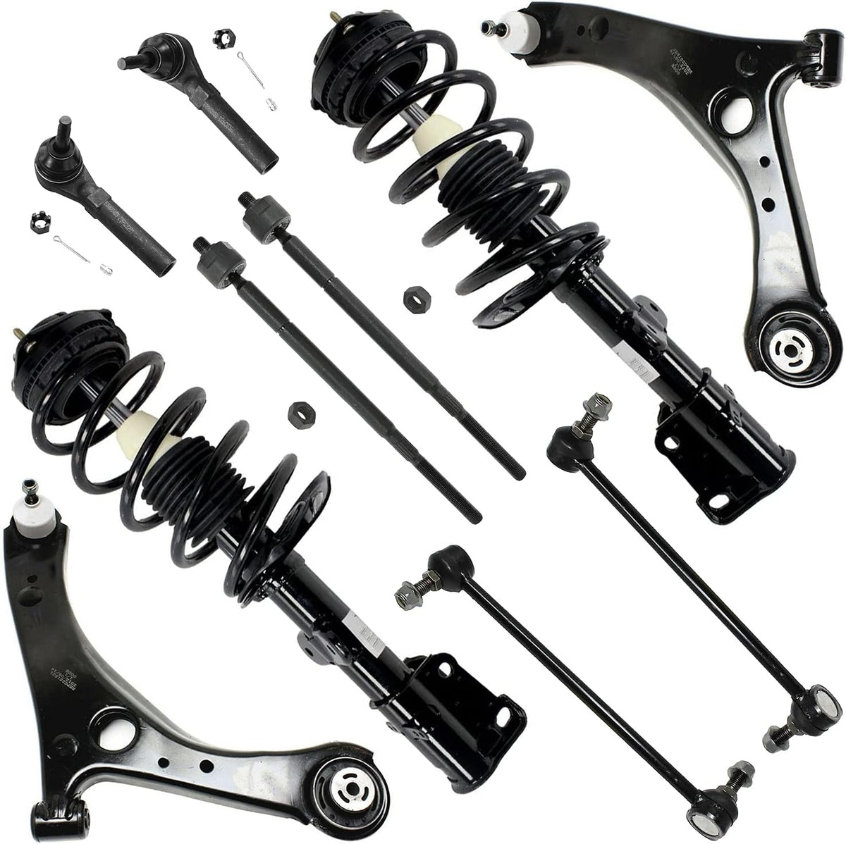 10pc Front Struts Assembly Lower Control Arms Tie Rods Sway Bar Links Z439908