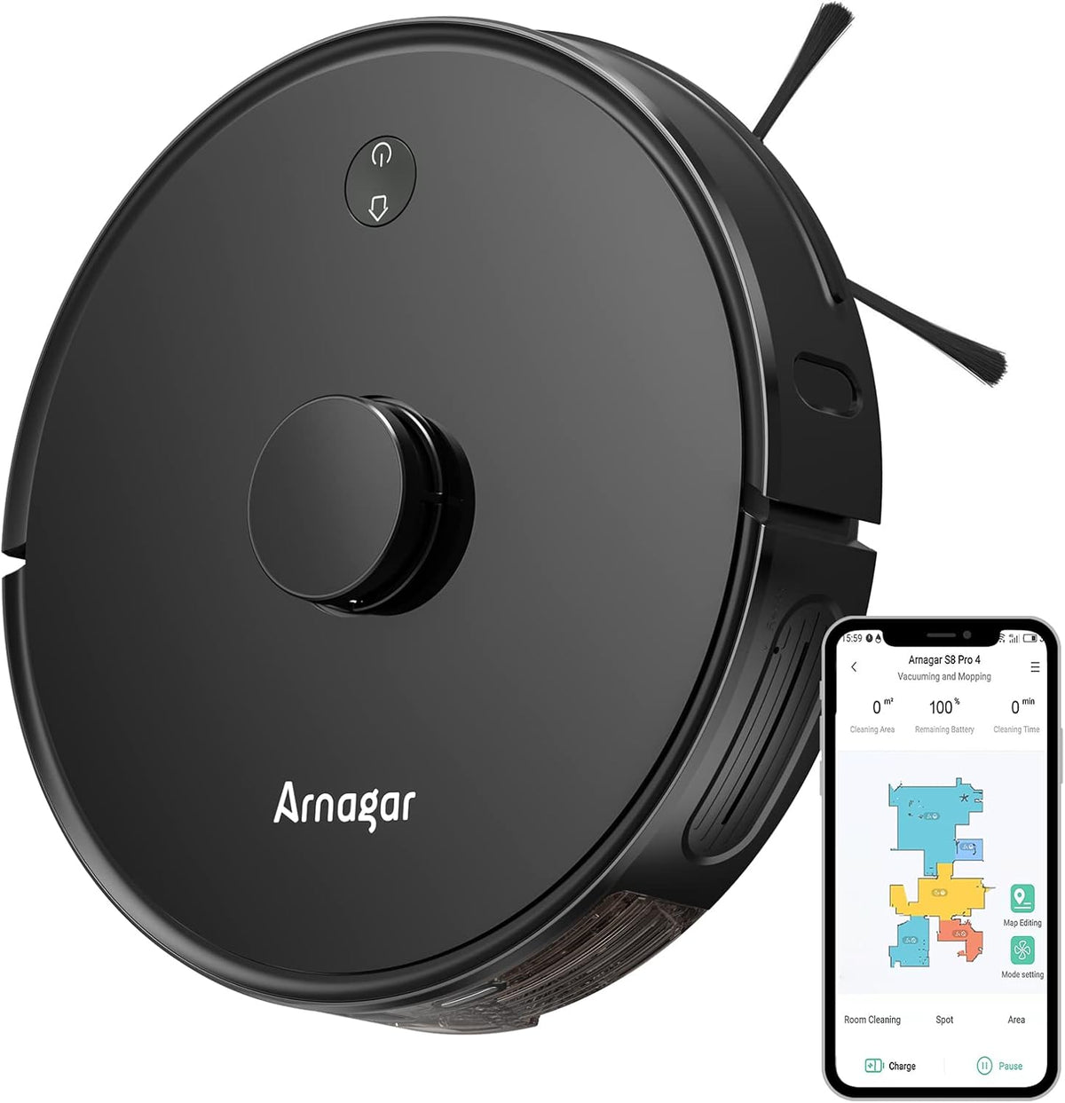 Robot Vacuum and Mop Combo, 3500Pa Suction, 220 Mins Runtime T2659