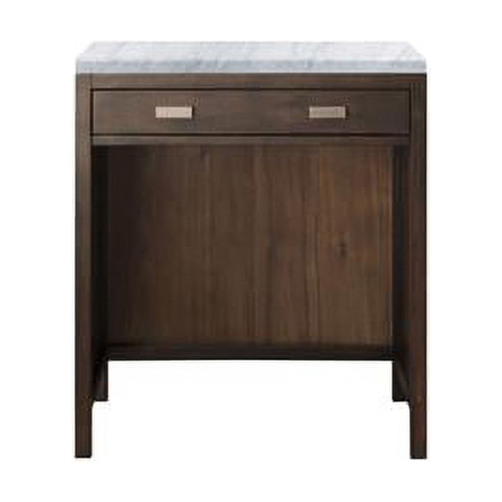 Mid Century Acacia Makeup Countertop Unit with Marble Top O904