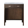 Mid Century Acacia Makeup Countertop Unit with Marble Top O904