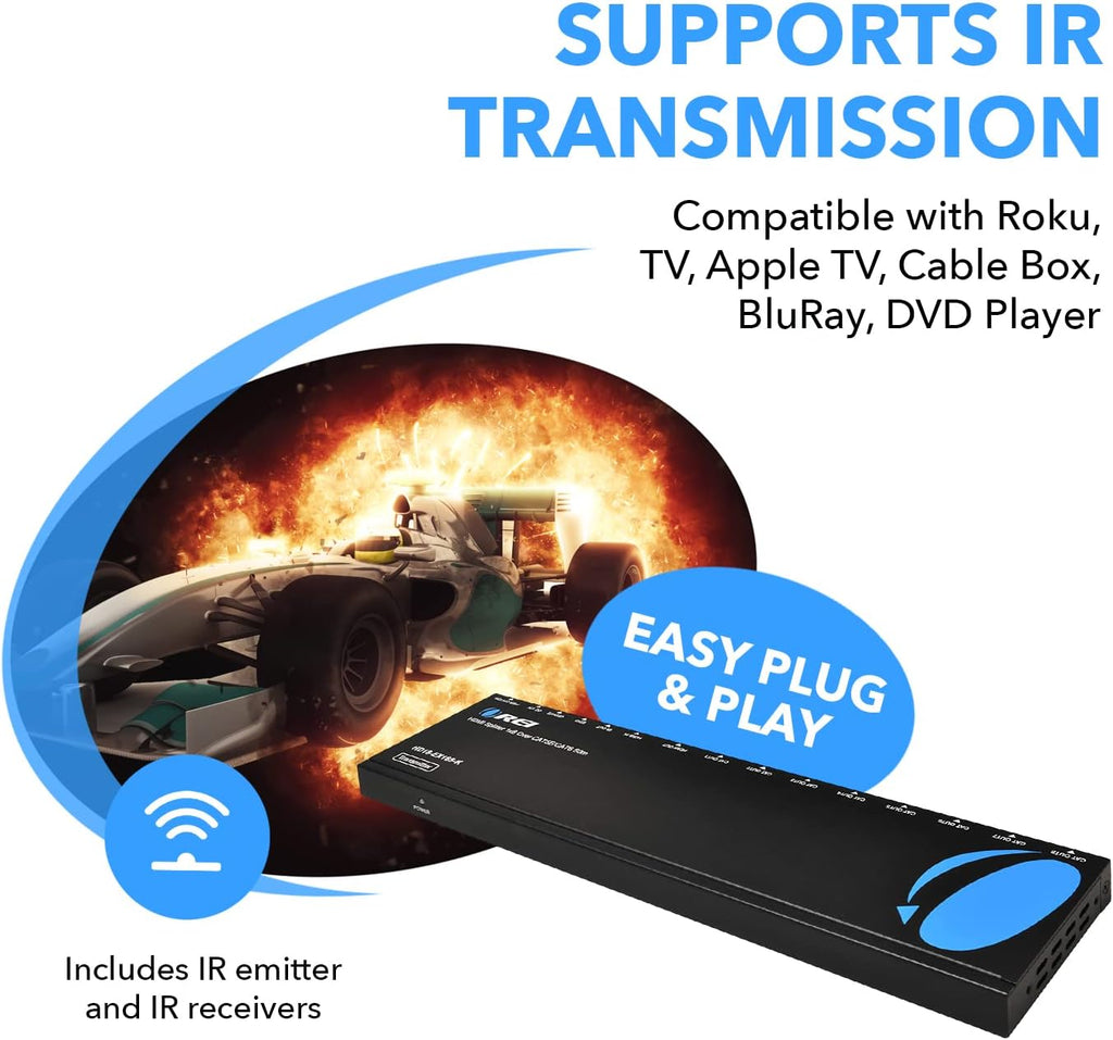 1x8 HDMI Extender Splitter Over Single Cable CAT6/7 1080P with IR Remote D888109