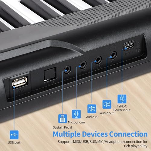88 Key Semi Weighted Electric Digital Piano with Sustain Pedal, Power Supply, Stand, Carrying Case, Headphones M280276