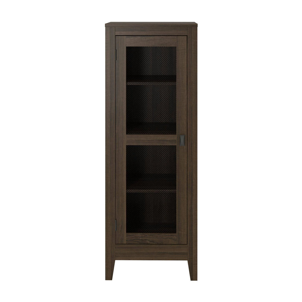 Dark Oak Storage Cabinet with Mesh Door Z478972