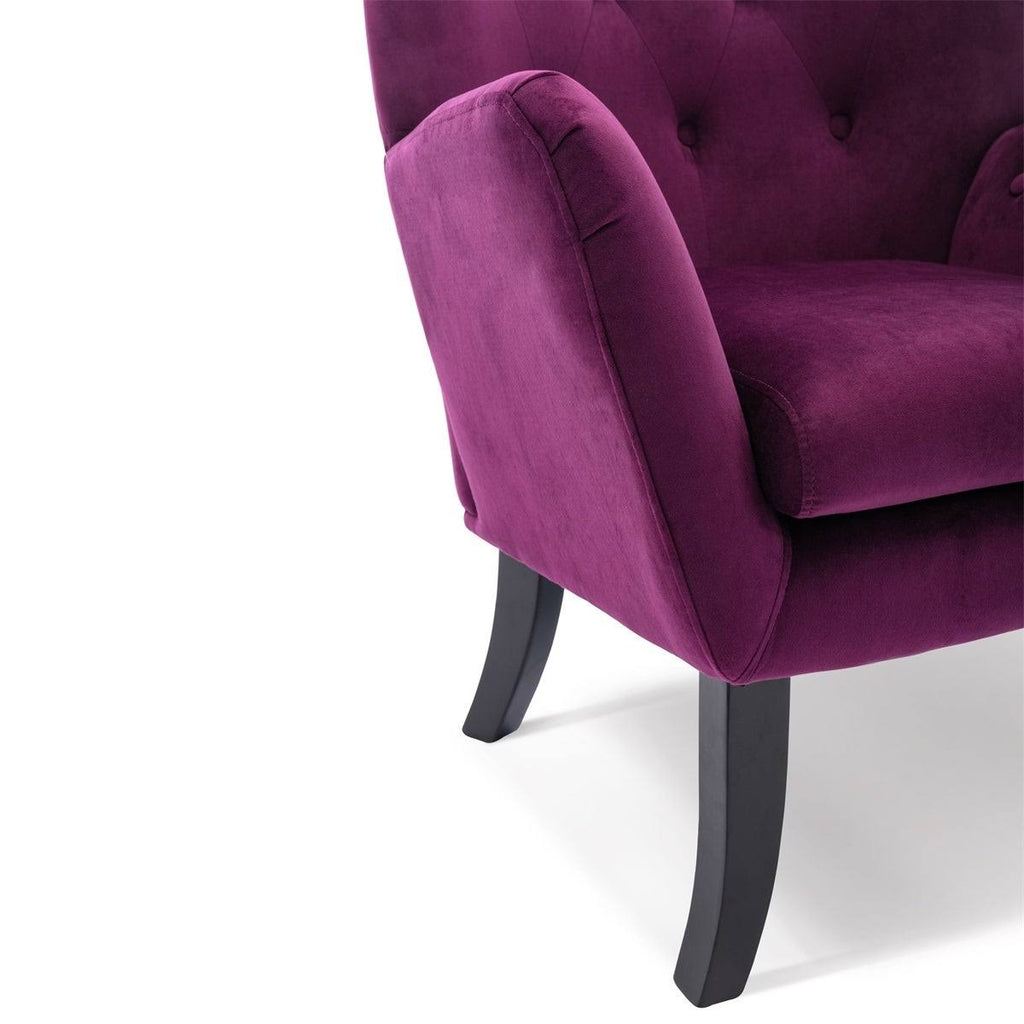 Beige Velvet Tufted Wingback Accent Chair T8705