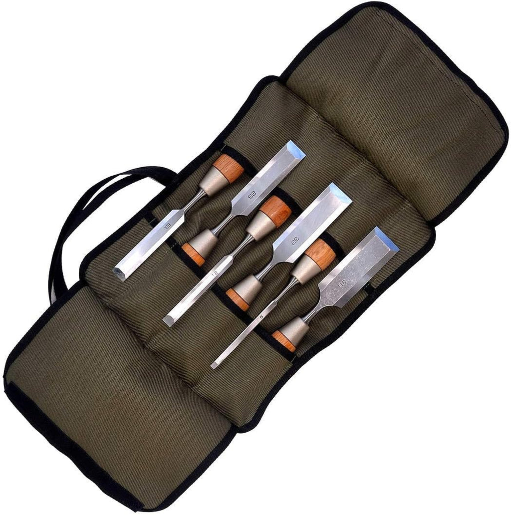 6 Pcs Japanese Wood Chisel Set with Carrying Case P4622
