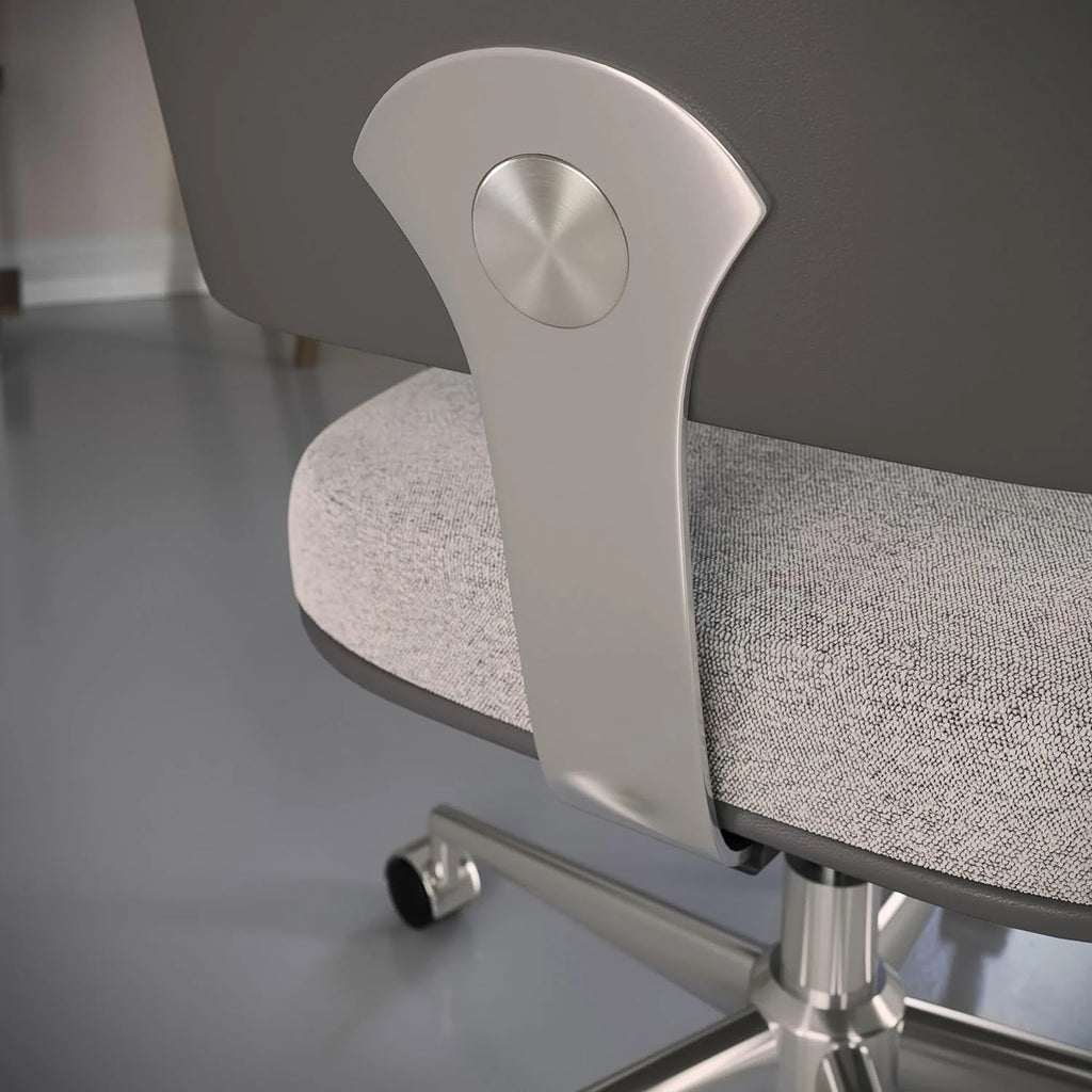 Bouclé Fabric Vegan Leather Low-Back Task Chair D107987