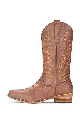 Cowboy Boots Pull On Pointy Toe Mid Calf Boots E617