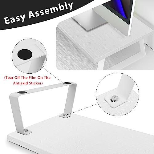 Large Dual Monitor Stand Wood Light Gray G317