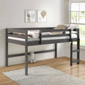Solid Wood Twin Loft Bed Frame with Ladder, Gray W634