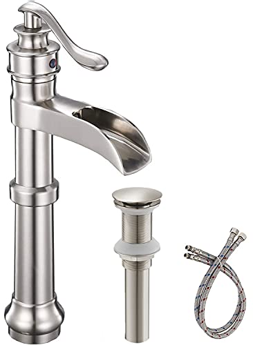 Black Waterfall Bathroom Sink Faucet with Pop Up Drain Q286088