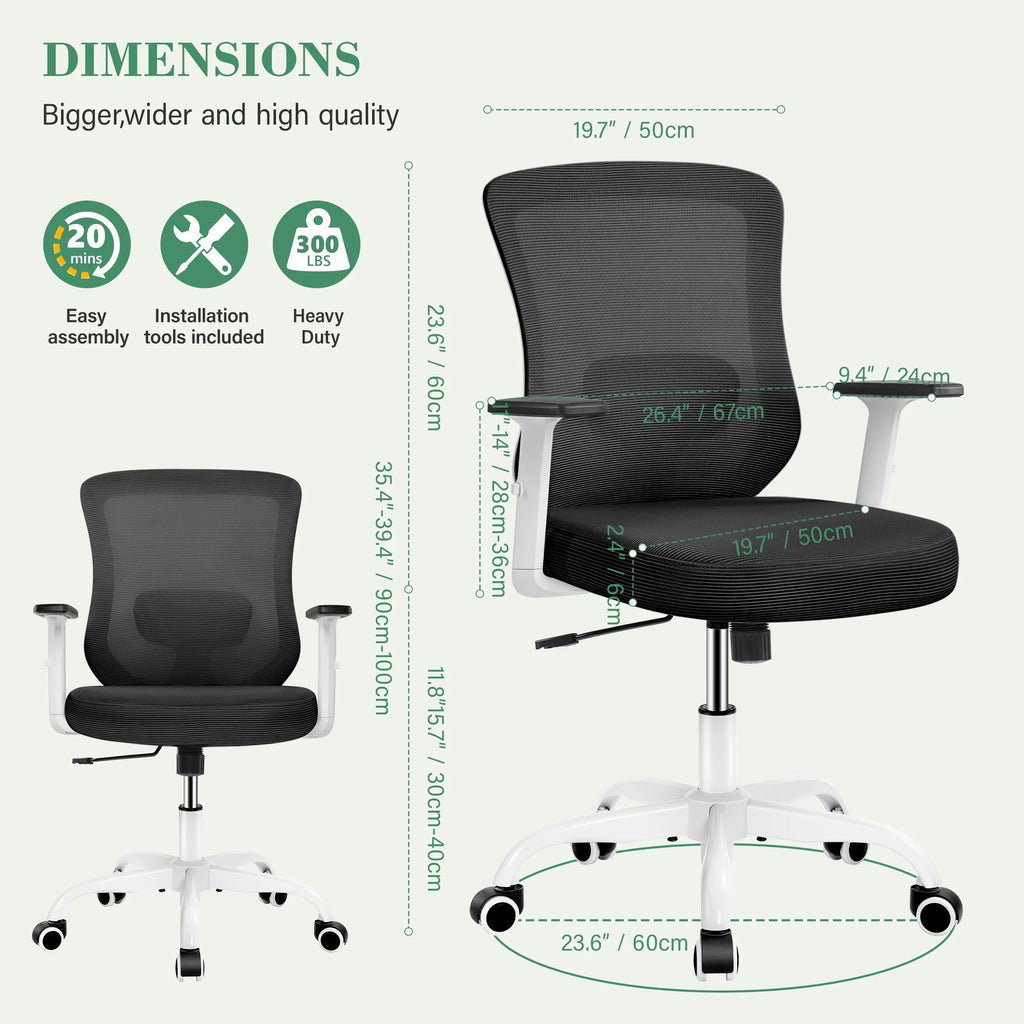 White Ergonomic Mesh Office Chair W8069
