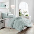 Pale Blue Ruched Duvet Cover Set Full/Queen Q2206