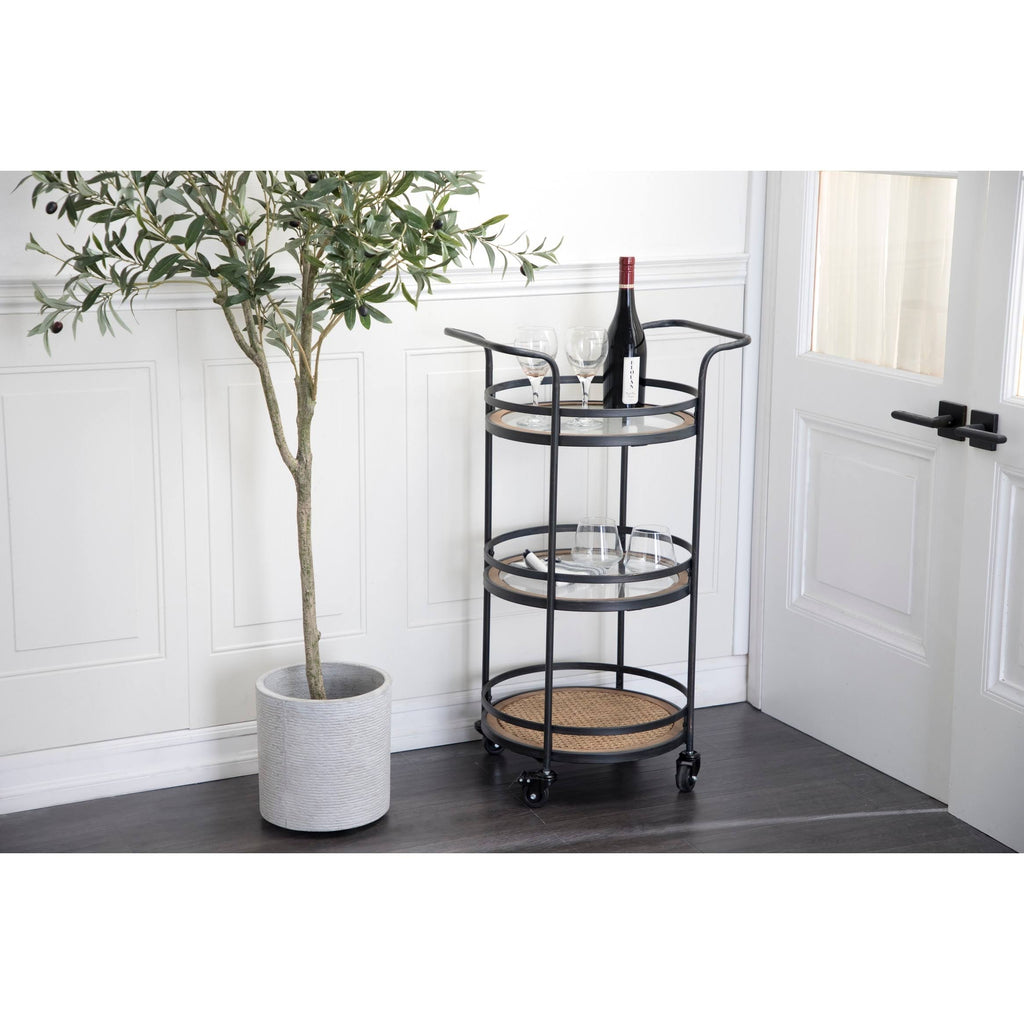Brown Industrial Metal Bar Cart L55478