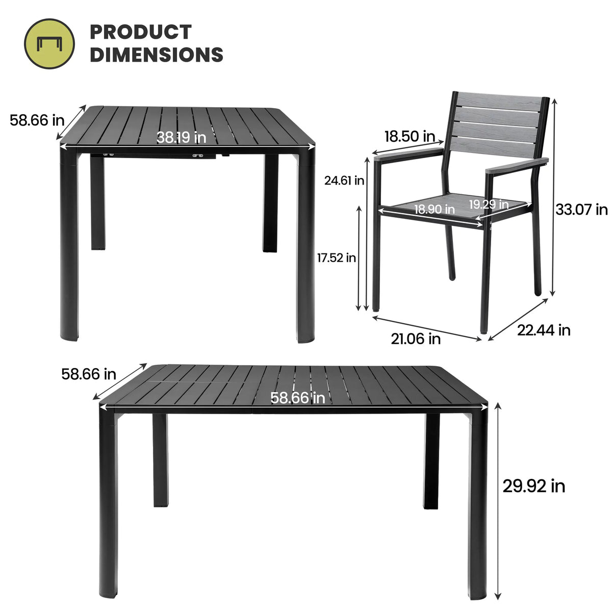 9 Pcs Aluminum Patio Dining Set F1132