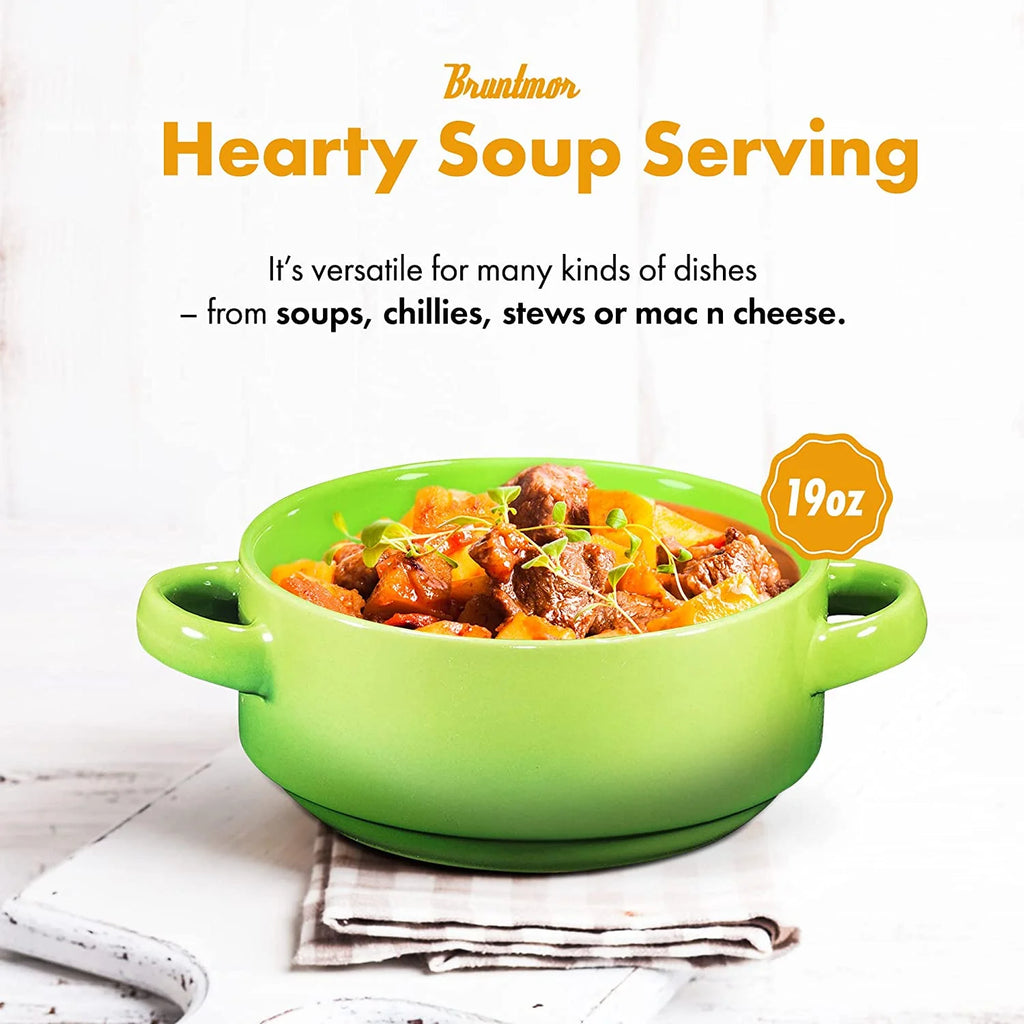 19 Oz Ceramic Soup Bowls with Handles Oven Safe M6671