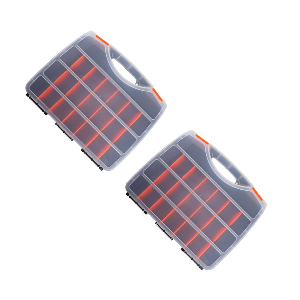 2pcs Black Orange Impact Resistant Polymer Storage Bins With Removable Dividers Z54361
