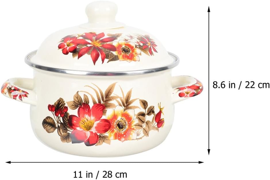 Small Enamel Pot with Lid 22cm J8450