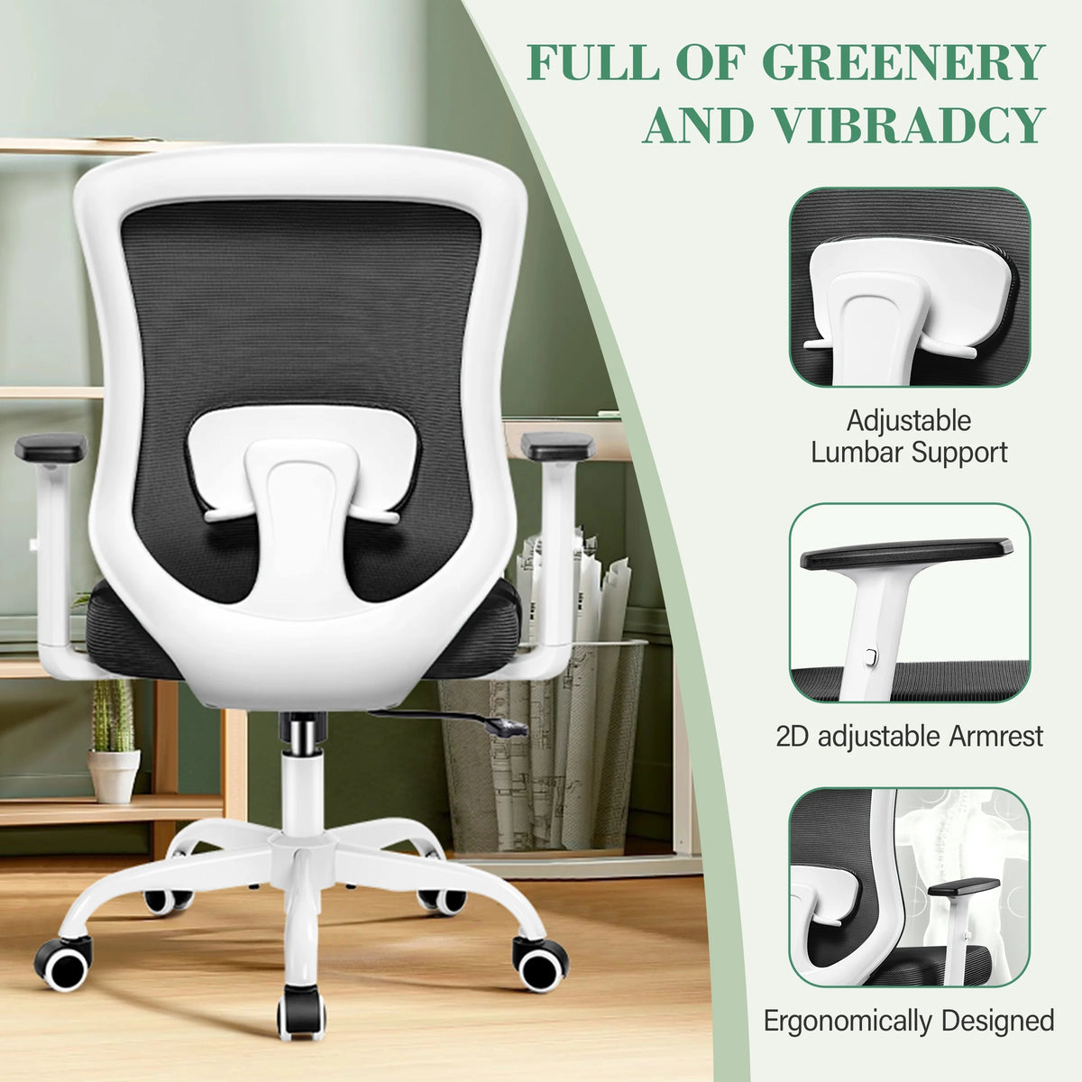 White Ergonomic Mesh Office Chair W8069